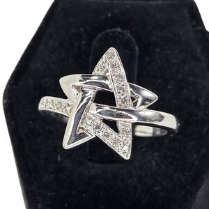 Lindsey Leigh Jewelry Star Ring with Gen. Diamonds Accents Sterling Silver Sz 8